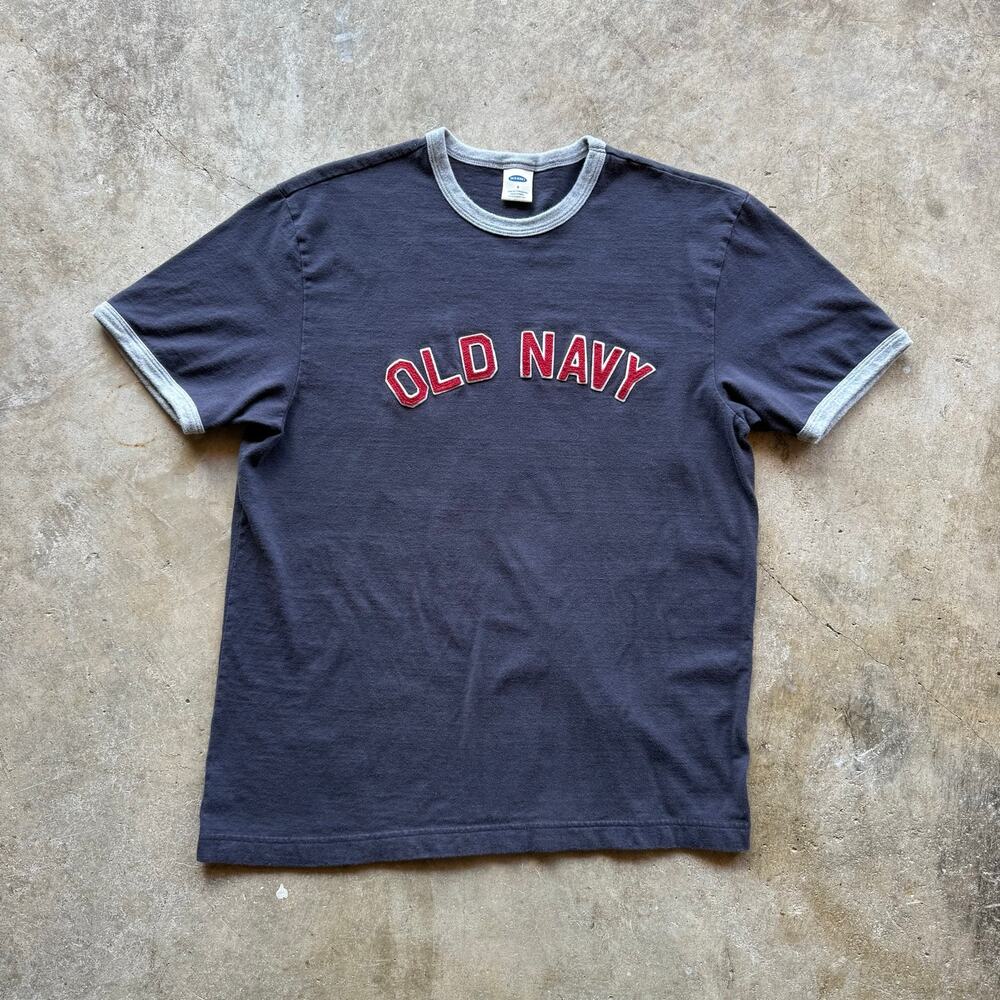 Vintage 2003 Old Navy Blue Ringer Tee Size Small